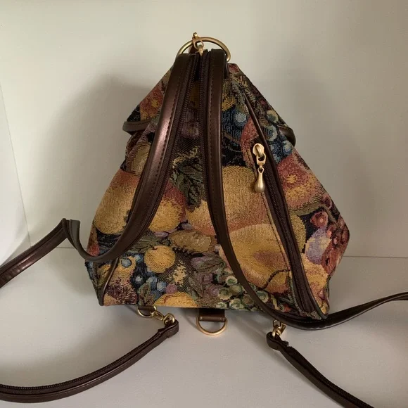 Vintage brocade purse backpack 2 in 1 - Picture 3 of 16